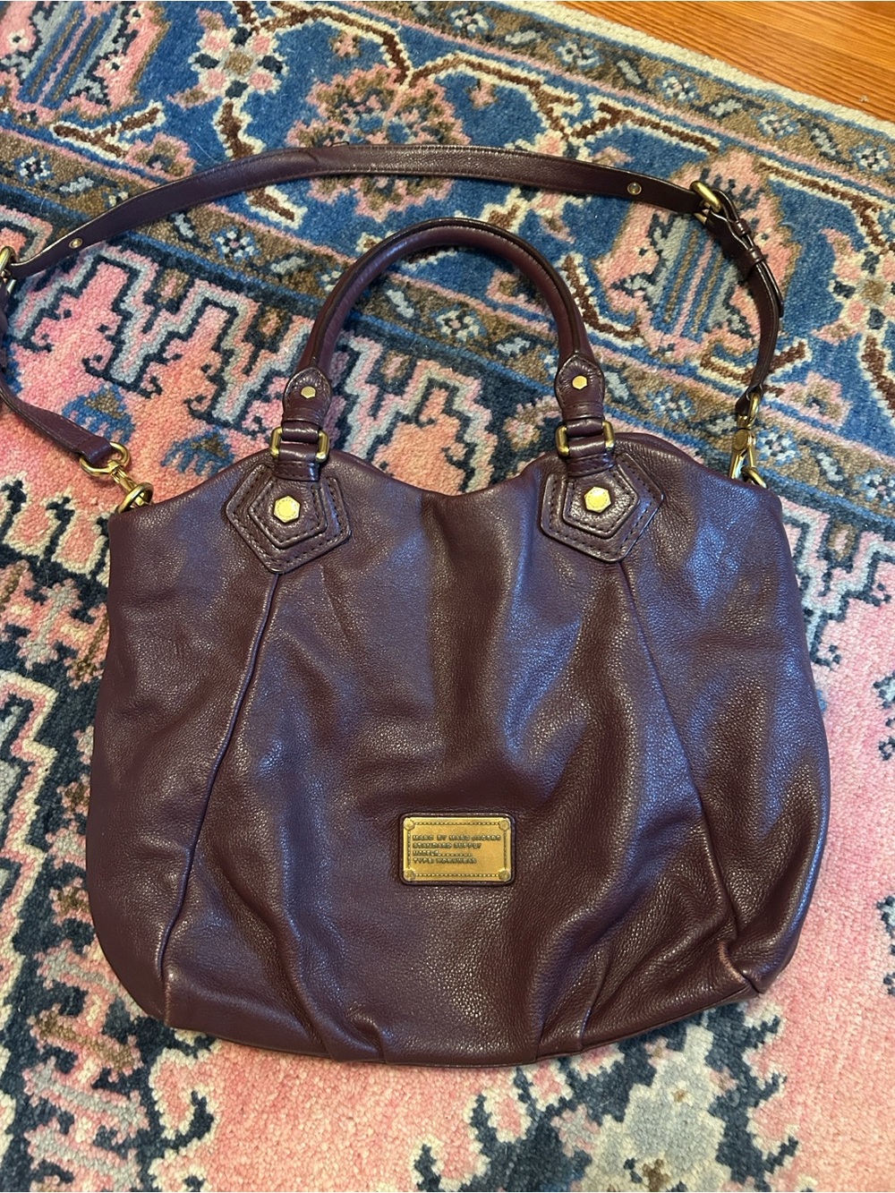 Marc by Marc Jacobs Plum Leather Tote with Gold Hardware